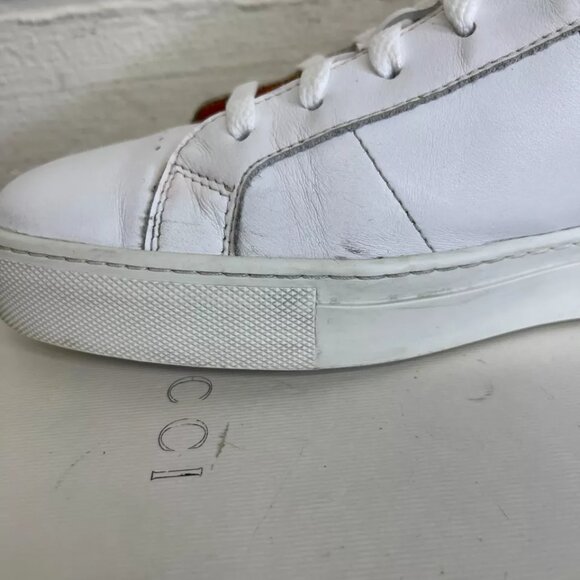 Greats Brooklyn Fuku Low White Orange Leather Sneakers Lace up Men's Size 10 US - Picture 11 of 12